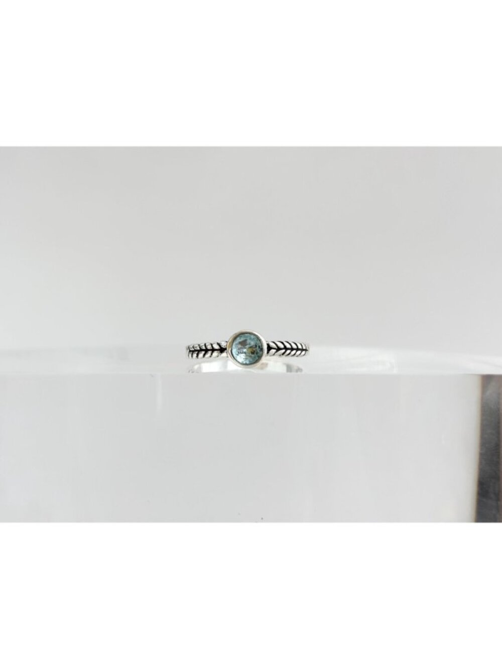 Aquamarine Gemstone Braided Solitaire Sterling Silver 925 Vintage Ring - sz 8.75 - Picture 14 of 14